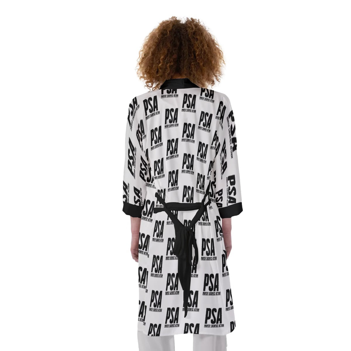 Black Women's Satin Kimono Robe
