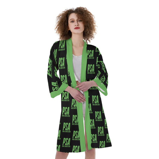 Green Classic Women's Satin Kimono Robe