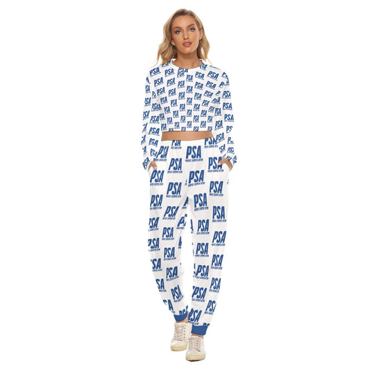 Blue Classic Women's Crop Sweatshirt Suit