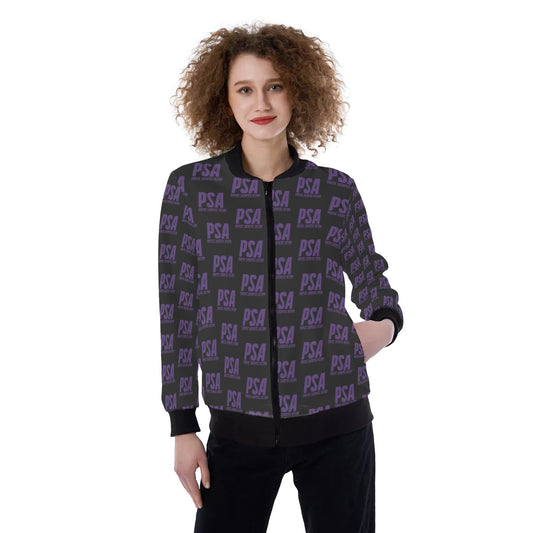 Purple Print Women's Ribbed Stand-up Collar Jacket