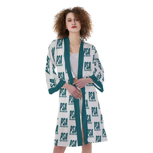 Sherpa Blue Women's Satin Kimono Robe