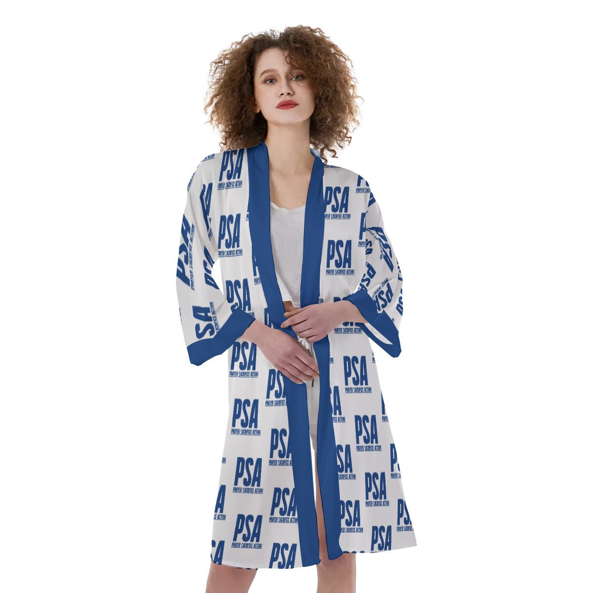 Blue Classic Women's Satin Kimono Robe