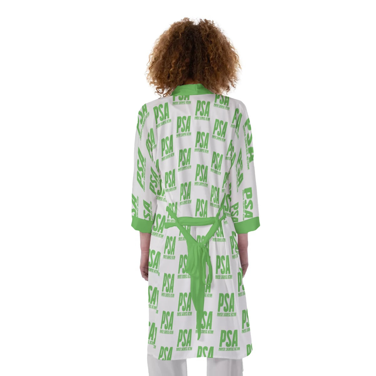 Green Classic Women's Satin Kimono Robe