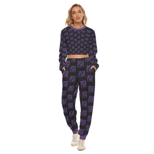 Purple Classic Women's Crop Sweatshirt Suit