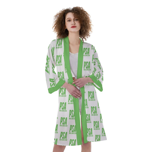 Green Classic Women's Satin Kimono Robe