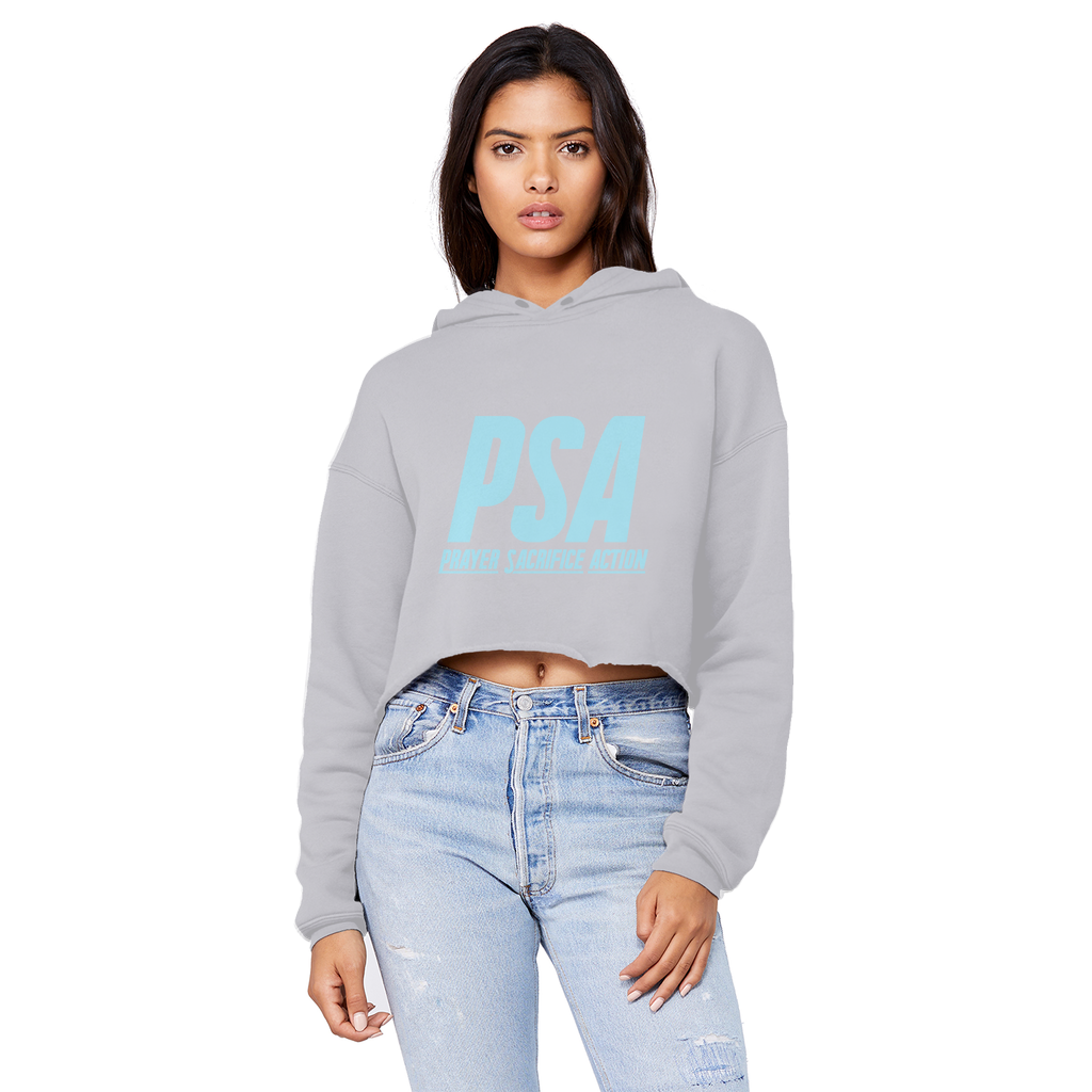 Blizzard Blue Unisex Cropped Raw Edge Boyfriend Hoodie