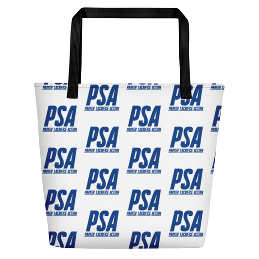 Blue Classic Large Tote Bag w/ Pocket