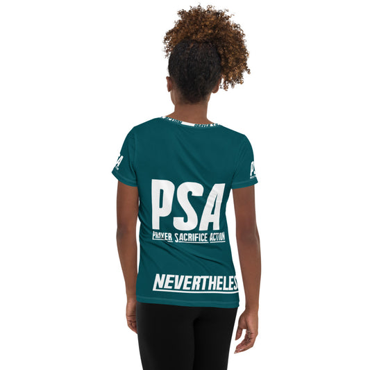 Sherpa Blue NeverTheLess Women's Athletic T-shirt