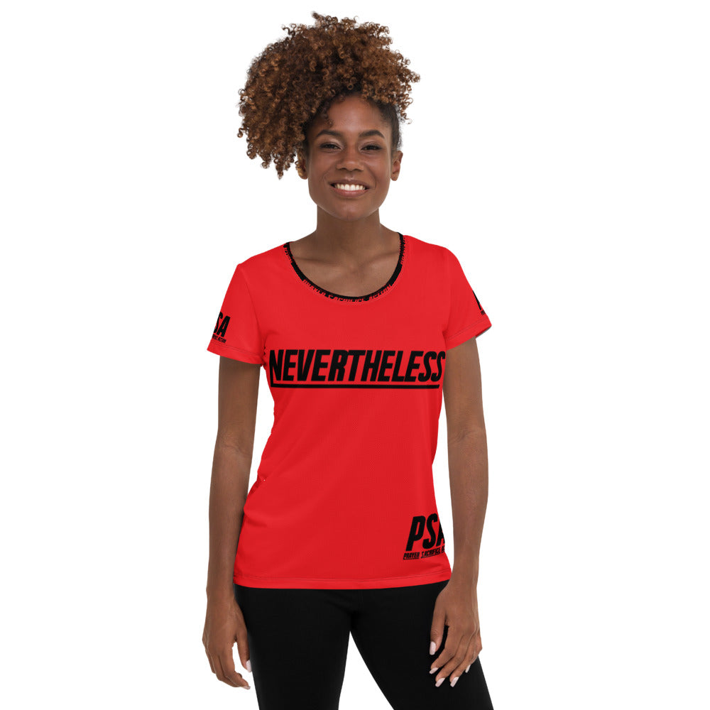 Red NeverTheLess Women's Athletic T-shirt