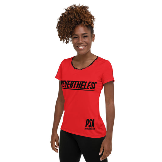 Red NeverTheLess Women's Athletic T-shirt