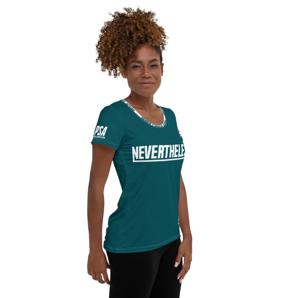 Sherpa Blue NeverTheLess Women's Athletic T-shirt