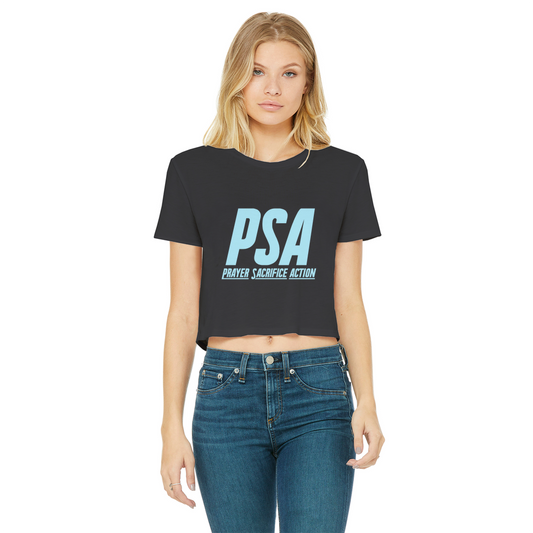 Blizzard Blue Classic Women's Cropped Raw Edge T-Shirt